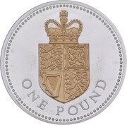 1 Pound - Elizabeth II Crowned Royal Shield; Silver Proof, United Kingdom, 2008 reverse image