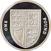 1 Pound - Elizabeth II Royal Shield; Silver Piedfort, United Kingdom, 2008 reverse image