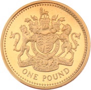1 Pound - Elizabeth II Royal Arms; Gold Proof, United Kingdom, 2008-2013 reverse image
