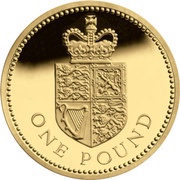 1 Pound - Elizabeth II Crowned Royal Shield; Gold Proof, United Kingdom, 2008-2013 reverse image