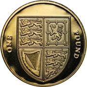 1 Pound - Elizabeth II 4th portrait; Royal Shield, United Kingdom, 2008-2015 reverse image