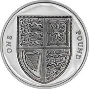 1 Pound - Elizabeth II 4th portrait; Royal Shield, Silver, United Kingdom, 2008-2015 reverse image