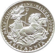 1 Pound - Elizabeth II 4th portrait; 1/2 oz Fine Silver, United Kingdom, 2009-2012 reverse image