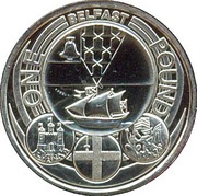 1 Pound - Elizabeth II 4th portrait; Belfast, United Kingdom, 2010 reverse image