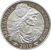 1 Pound - Elizabeth II 4th portrait; 1/2 oz Fine Silver, United Kingdom, 2010-2012 reverse image