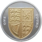1 Pound - Elizabeth II Royal Shield; Silver Proof, United Kingdom, 2012 reverse image