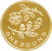 1 Pound - Elizabeth II Oak and Rose; Gold Proof, United Kingdom, 2013 reverse image