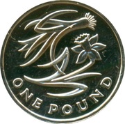 1 Pound - Elizabeth II 4th portrait; Leek and Daffodil, United Kingdom, 2013 reverse image