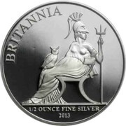1 Pound - Elizabeth II 5th portrait; 1/2 oz Fine Silver, United Kingdom, 2013 reverse image