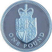 1 Pound - Elizabeth II Crowned Royal Shield; Silver Proof, United Kingdom, 2013 reverse image