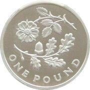 1 Pound - Elizabeth II Oak and Rose; Silver Piedfort, United Kingdom, 2013 reverse image