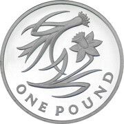 1 Pound - Elizabeth II Leek and Daffodil; Silver Piedfort, United Kingdom, 2013 reverse image