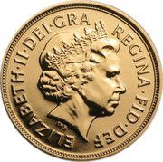 1 Sovereign - Elizabeth II 4th portrait; Delhi mint obverse image