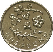 1 Pound - Elizabeth II 4th portrait; Flax and Shamrock, United Kingdom, 2014 reverse image