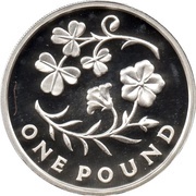 1 Pound - Elizabeth II Flax and Shamrock; Silver Proof, United Kingdom, 2014 reverse image