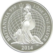 1 Pound - Elizabeth II 5th portrait; 1/2 oz Fine Silver, United Kingdom, 2014 reverse image