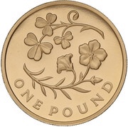 1 Pound - Elizabeth II Flax and Shamrock; Gold Proof, United Kingdom, 2014 reverse image