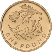 1 Pound - Elizabeth II Thistle and Bluebell; Gold Proof, United Kingdom, 2014 reverse image