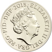 1 Pound - Elizabeth II 5th portrait; Royal Arms, United Kingdom, 2015 obverse image
