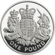 1 Pound - Elizabeth II Royal Arms; Silver Proof, United Kingdom, 2015 reverse image