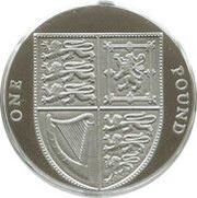 1 Pound - Elizabeth II 5th portrait; Royal Shield, Platinum Proof, United Kingdom, 2015 reverse image