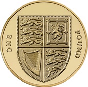 1 Pound - Elizabeth II 5th portrait; Royal Shield, United Kingdom, 2015-2016 reverse image