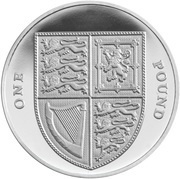 1 Pound - Elizabeth II 5th portrait; Royal Shield, Silver Proof, United Kingdom, 2015-2016 reverse image