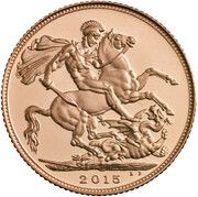 1 Sovereign - Elizabeth II 5th portrait, United Kingdom, 2015-2021 reverse image