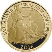 1 Pound - Elizabeth II 5th portrait; 1/20 oz Fine Gold, United Kingdom, 2016 reverse image