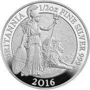 1 Pound - Elizabeth II 5th portrait; 1/2 oz Fine Silver, United Kingdom, 2016 reverse image