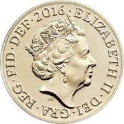 1 Pound - Elizabeth II 5th portrait; Last Round Pound obverse image