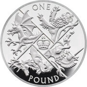 1 Pound - Elizabeth II Last Round Pound; Silver Proof, United Kingdom, 2016 reverse image