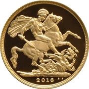 1 Sovereign - Elizabeth II Butler effigy, United Kingdom, 2016 reverse image