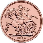 1 Sovereign - Elizabeth II 5th portrait; Delhi mint, United Kingdom, 2016-2020 reverse image