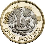 1 Pound - Elizabeth II 5th portrait; Nations of the Crown, United Kingdom, 2016-2022 reverse image