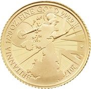 1 Pound - Elizabeth II 5th portrait; 1/20 oz Fine Gold, United Kingdom, 2017 reverse image
