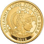 1 Pound - Elizabeth II 5th portrait; 1/20 oz Fine Gold, United Kingdom, 2018 reverse image