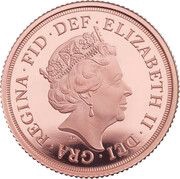 1 Sovereign - Elizabeth II 5th portrait; Sapphire Coronation obverse image