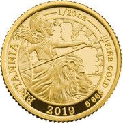 1 Pounds - Elizabeth II 5th portrait; 1/20 oz Fine Gold, United Kingdom, 2019 reverse image