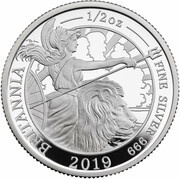 1 Pound - Elizabeth II 5th portrait; 1/2 oz Fine Silver, United Kingdom, 2019 reverse image