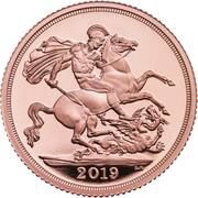 1 Sovereign - Elizabeth II 5th portrait; Proof Piedfort, United Kingdom, 2019 reverse image