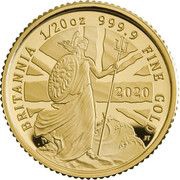 1 Pound - Elizabeth II 5th portrait; 1/20 oz Fine Gold, United Kingdom, 2020 reverse image