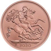 1 Sovereign - Elizabeth II 5th portrait; Brexit, United Kingdom, 2020 reverse image