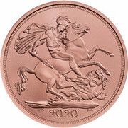 1 Sovereign - Elizabeth II 5th portrait; 75th VE Day, United Kingdom, 2020 reverse image
