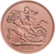 1 Sovereign - Elizabeth II 5th portrait; 75th VJ Day, United Kingdom, 2020 reverse image