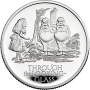 1 Pound - Elizabeth II Alice Through the Looking Glass; Silver Proof, United Kingdom, 2021 reverse image