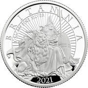 1 Pound - Elizabeth II 5th portrait; 1/2 oz Fine Silver, United Kingdom, 2021 reverse image