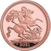 1 Sovereign - Elizabeth II 5th portrait; Queen's 95th Birthday, United Kingdom, 2021 reverse image