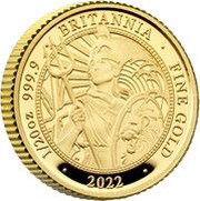 1 Pound - Elizabeth II 5th portrait; 1/20 oz Fine Gold, United Kingdom, 2022 reverse image