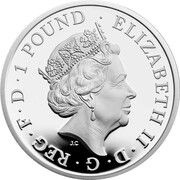 1 Pound - Elizabeth II 5th portrait; 1/2 oz Fine Silver obverse image